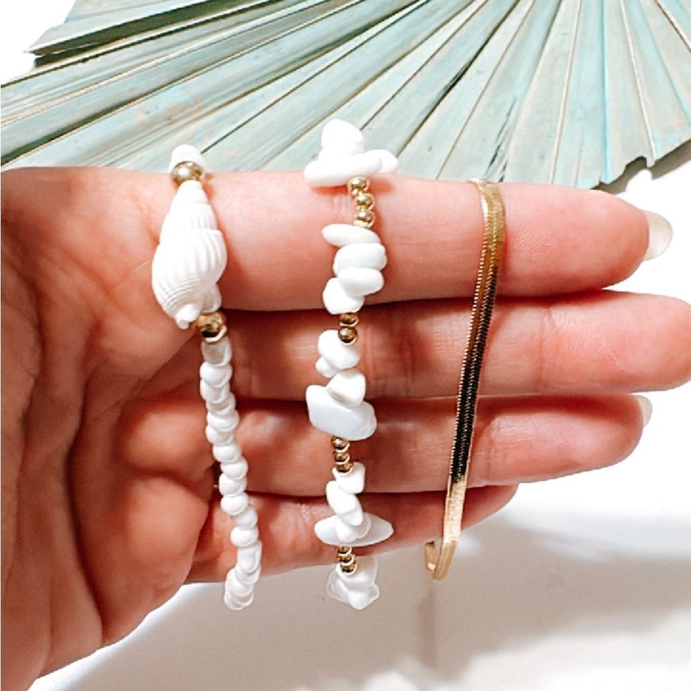 Boho white anklet S623 - Picture 4 of 4